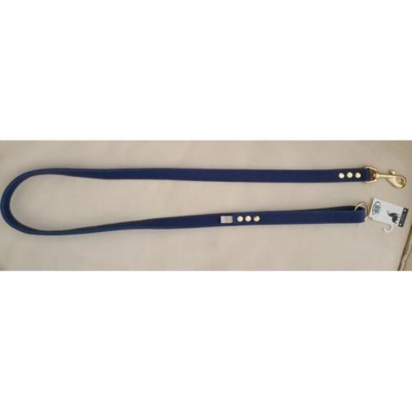 Buddy Belt Dog Leash Blue All Leather Luxury Edition 4 Ft3/4